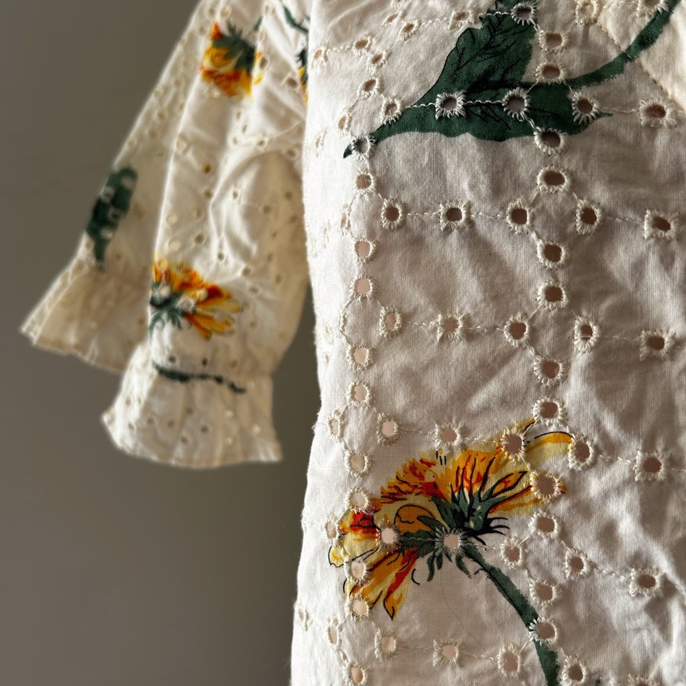 Madewell Ivory Eyelet Blouse with Sunflower Print - Picture 2 of 7